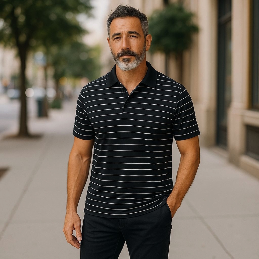 Champion Black and White Striped Shirt